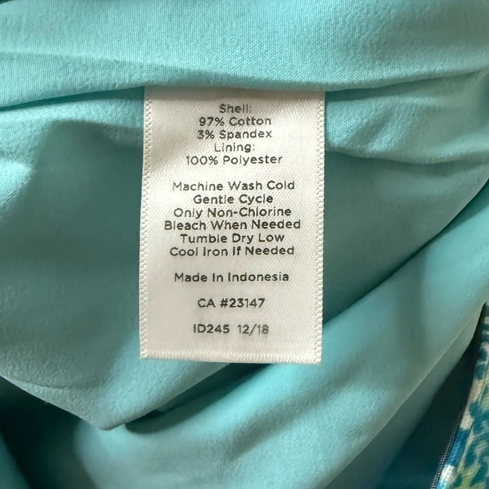 TALBOTS Beachy Blue Floral Canvas Cotton Resort Golf Country Club A-line Skirt